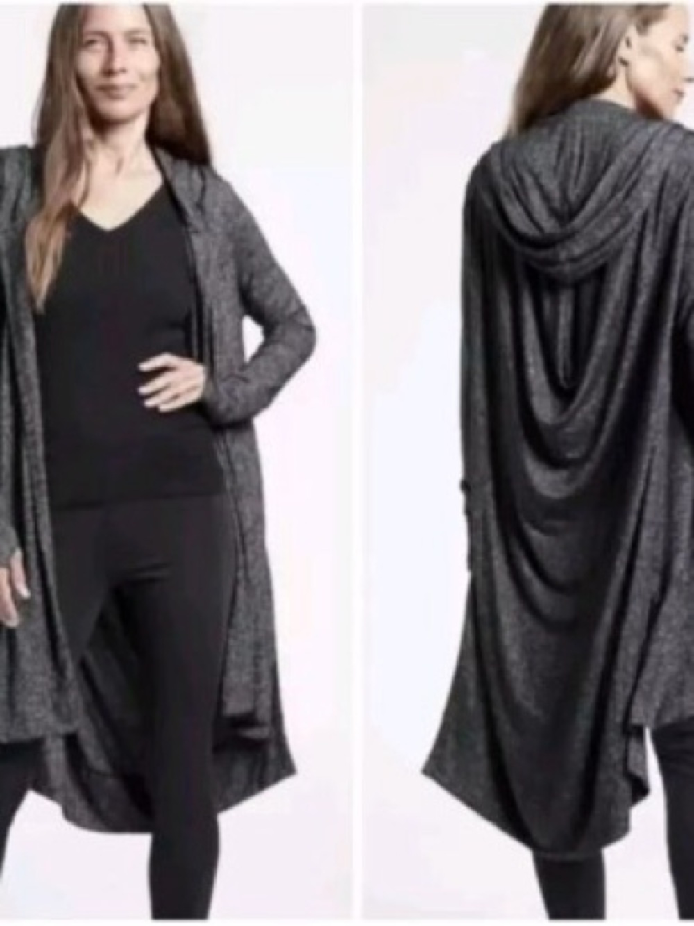 Athleta Rose Hooded Open-Front Cardigan